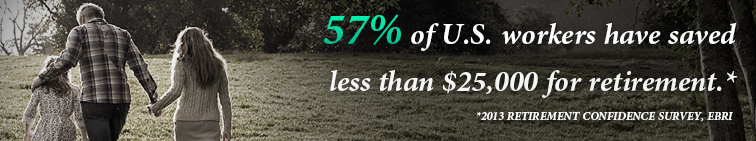 40% of U.S. workers have saved less than $25,000 for retirement.* -- *2019 Retirement Confidence Survey, EBRI